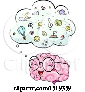 Poster, Art Print Of Brain Character With A Full Thought Cloud