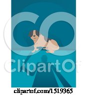 Clipart Of A Silhouetted Cruel Man Holding A Bat Over A Scared Dog Royalty Free Vector Illustration