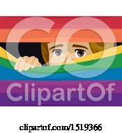 Poster, Art Print Of Scared Gay Man Peeking Behind Rainbow Blinds