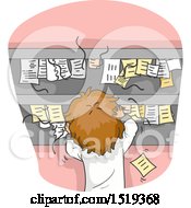 Clipart Of A Stressed Man With Excess Incoming Orders Royalty Free Vector Illustration