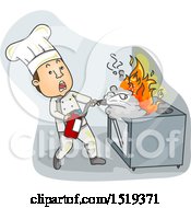 Chef Using A Fire Extinguisher On A Stove
