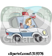 Poster, Art Print Of Police Officer In Pursuit In A Car