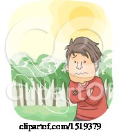 Clipart Of A Cartoon Man Looking Uncomfortable In Hot Windy Weather Royalty Free Vector Illustration by BNP Design Studio