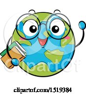 Poster, Art Print Of Globe Character Waving And Holding Books