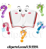 Poster, Art Print Of Happy Open Book Character Surrounded By Colorful Question Marks