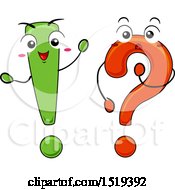 Poster, Art Print Of Question Mark And Exclamation Point Waving And Thinking