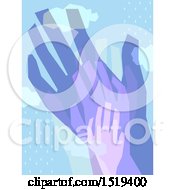 Clipart Of Layered Hands Over Rain Royalty Free Vector Illustration