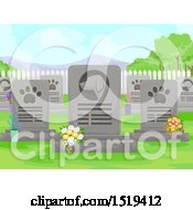 Poster, Art Print Of Dog Cemetery With Flowers And Tombstones
