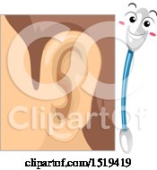 Poster, Art Print Of Human Ear With A Cotton Bud Mascot