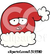 Poster, Art Print Of Cartoon Christmas Santa Hat With Tired Face