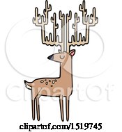 Poster, Art Print Of Cartoon Stag With Huge Antlers