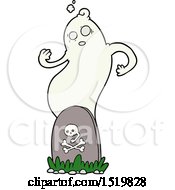 Poster, Art Print Of Spooky Cartoon Grave With Rising Ghost