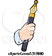 Cartoon Hand Holding Fountain Pen