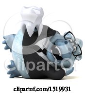 Clipart Of A 3d White Business Monkey Yeti Holding A Tooth On A White Background Royalty Free Illustration
