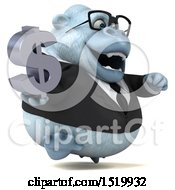 Clipart Of A 3d White Business Monkey Yeti Holding A Dollar Sign On A White Background Royalty Free Illustration