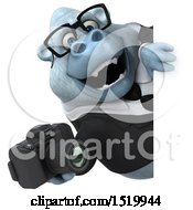 Clipart Of A 3d White Business Monkey Yeti Holding A Camera On A White Background Royalty Free Illustration