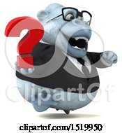 Clipart Of A 3d White Business Monkey Yeti Holding A Question Mark On A White Background Royalty Free Illustration