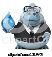 Clipart Of A 3d White Business Monkey Yeti Holding A Water Drop On A White Background Royalty Free Illustration