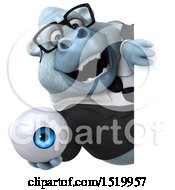 Clipart Of A 3d White Business Monkey Yeti Holding An Eyeball On A White Background Royalty Free Illustration by Julos