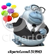 Clipart Of A 3d White Business Monkey Yeti Holding Messages On A White Background Royalty Free Illustration