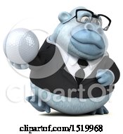 Clipart Of A 3d White Business Monkey Yeti Holding A Golf Ball On A White Background Royalty Free Illustration