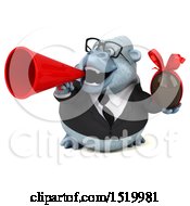 Clipart Of A 3d White Business Monkey Yeti Holding A Chocolate Egg On A White Background Royalty Free Illustration by Julos