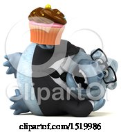 Clipart Of A 3d White Business Monkey Yeti Holding A Cupcake On A White Background Royalty Free Illustration by Julos