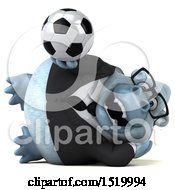 Clipart Of A 3d White Business Monkey Yeti Holding A Soccer Ball On A White Background Royalty Free Illustration by Julos