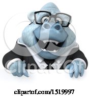 Clipart Of A 3d White Business Monkey Yeti On A White Background Royalty Free Illustration by Julos