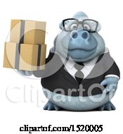 Clipart Of A 3d White Business Monkey Yeti Holding Boxes On A White Background Royalty Free Illustration by Julos