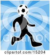 Soccer Player Person With A Soccer Ball Head Running Clipart Illustration Image