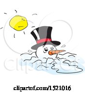 Clipart Of A Mean Sun Over A Melting Snowman Royalty Free Vector Illustration by Johnny Sajem