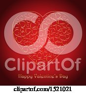 Clipart Of A Happy Valentines Day Greeting With Gold Hearts On Red Royalty Free Vector Illustration