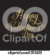 Poster, Art Print Of Happy Valentines Day Greeting In Gold Glitter On Black