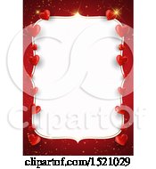 Poster, Art Print Of Valentines Day Border With Hearts On Red