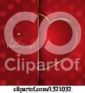Poster, Art Print Of Happy Valentines Day Greeting With A Heart Tucked In A Panel On Red