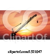 Poster, Art Print Of 3d Silhouetted Construction Crane Against A Sunset Sky