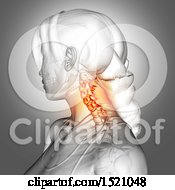 Clipart Of A 3d Anatomical Woman With Highlighted Neck Pain Royalty Free Illustration