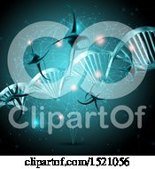 Clipart Of A 3d Virus Connection And Dna Strand Background Royalty Free Illustration