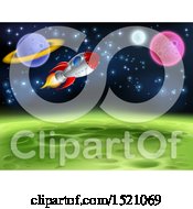 Poster, Art Print Of Background Of A Rocket And Planets