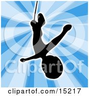Silhouetted Bungee Jumper Falling While Bungee Jumping Clipart Illustration Image