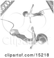 Silver Bungee Jumpers In Helmets Falling While Bungee Jumping From A Crane by 3poD