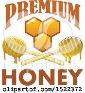 Clipart Of A Honeycomb And Dripping Dippers Design With Text Royalty Free Vector Illustration