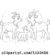 Clipart Of A Black And White Goat Family Royalty Free Vector Illustration