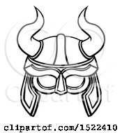 Clipart Of A Lineart Viking Warrior Helmet With Horns Royalty Free Vector Illustration
