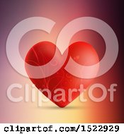 Poster, Art Print Of Red Floral Valentines Day Heart Over A Gradient Background