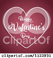Clipart Of A Happy Valentines Day Greeting In A White Heart Over A Pink Pattern Royalty Free Vector Illustration