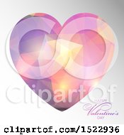 Poster, Art Print Of Happy Valentines Day Greeting And Geometric Heart On Gray