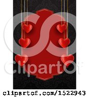 Poster, Art Print Of Valentines Day Border With Suspended Hearts And Red Text Space Over Black