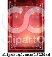 Poster, Art Print Of Valentines Day Border Of White With Hearts And Flares